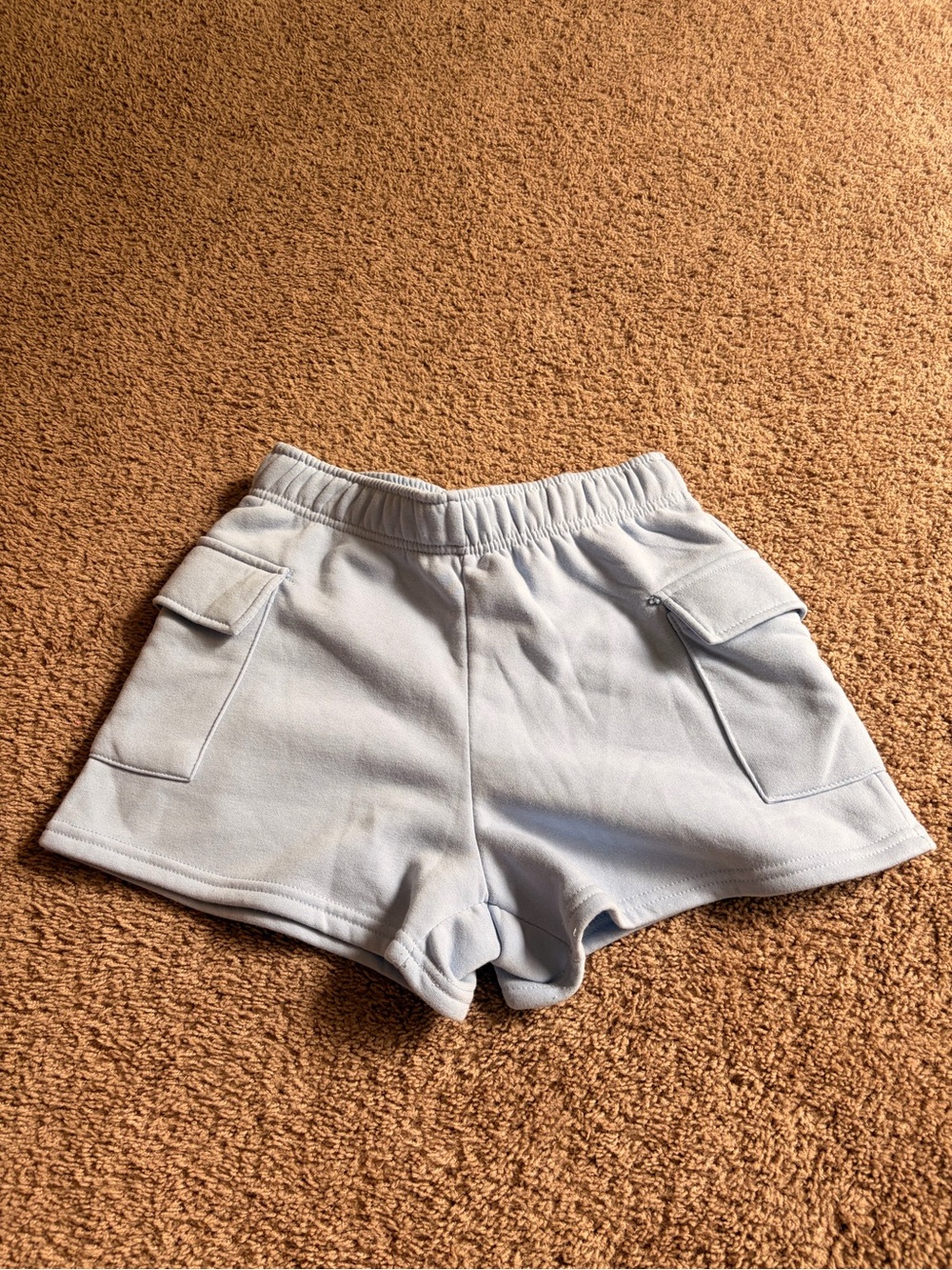High-Waist Light Blue Cargo Pocket Women's Shorts